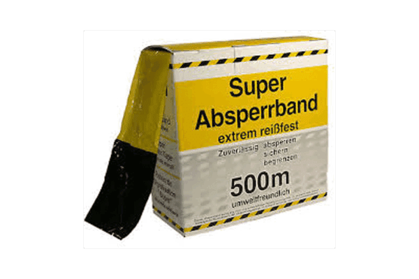 Afzetlint geel-zwart 500 meter in dispenserdoos