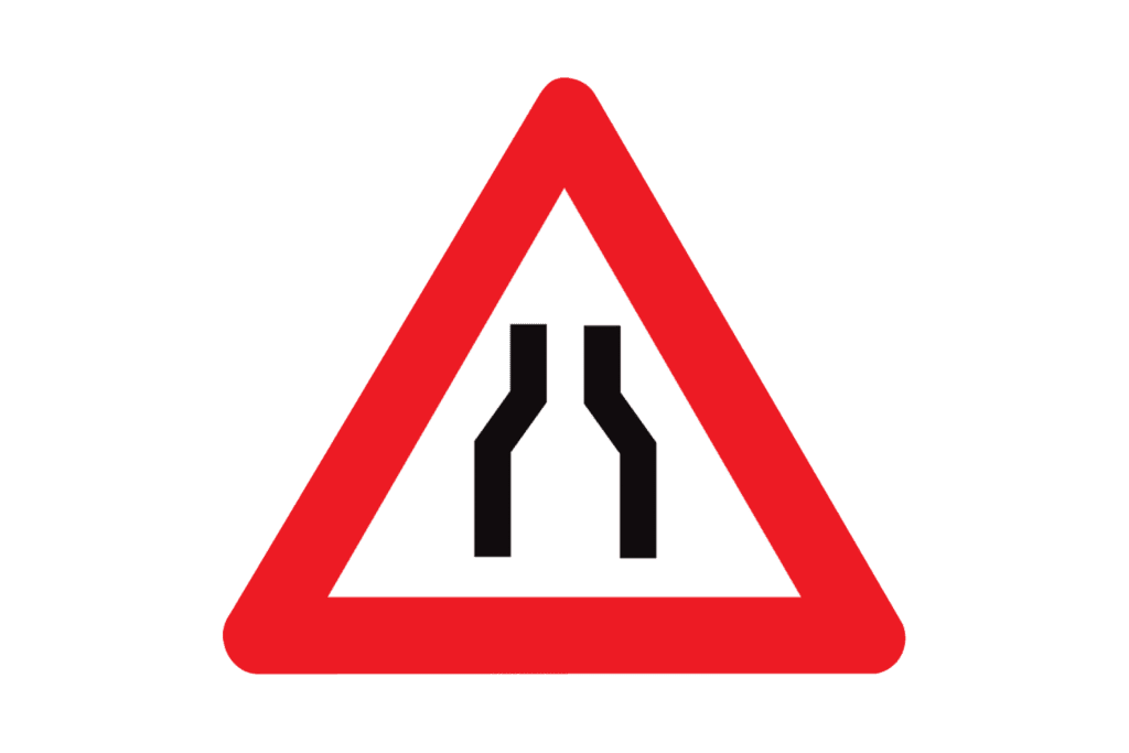 Verkeersbord A7a rijbaanversmalling incl. voet