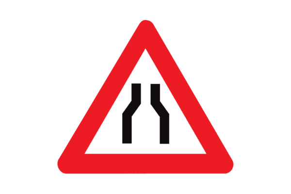 Verkeersbord A7a rijbaanversmalling incl. voet