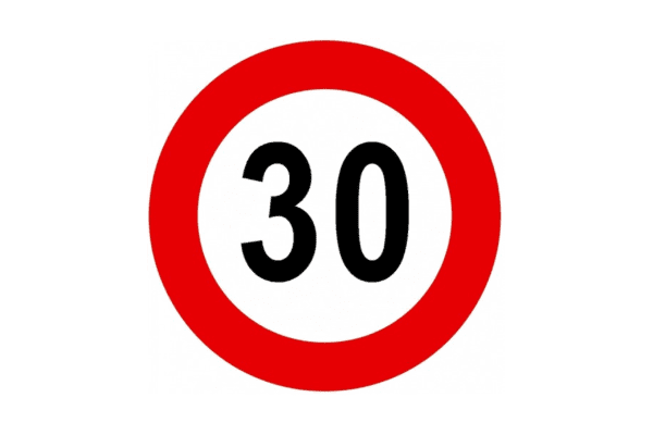 Verkeersbord C43 beperkte snelheid 30 km/u incl. voet