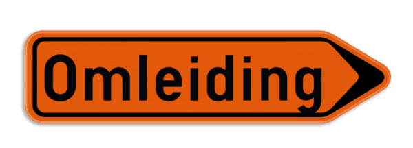 Verkeersbord F41 wegomlegging - pijl rechts
