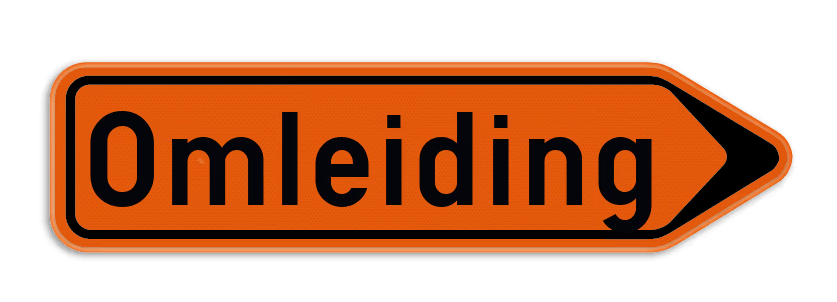 Verkeersbord F41 wegomlegging - pijl rechts