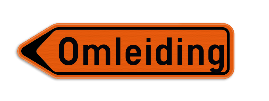 Verkeersbord F41 wegomlegging - pijl links
